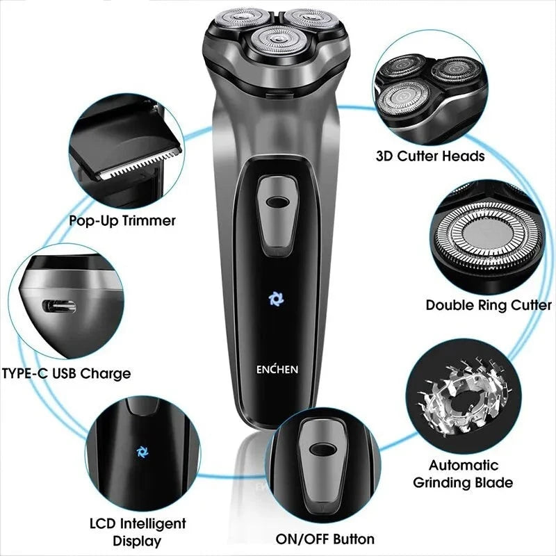 ELECTRIC ROTARY SHAVER - PORTABLE ELECTRIC BARBER - USB C